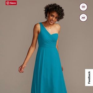 David’s Bridal One-Shoulder Full Skirt Bridesmaid Dress in Oasis Size 16